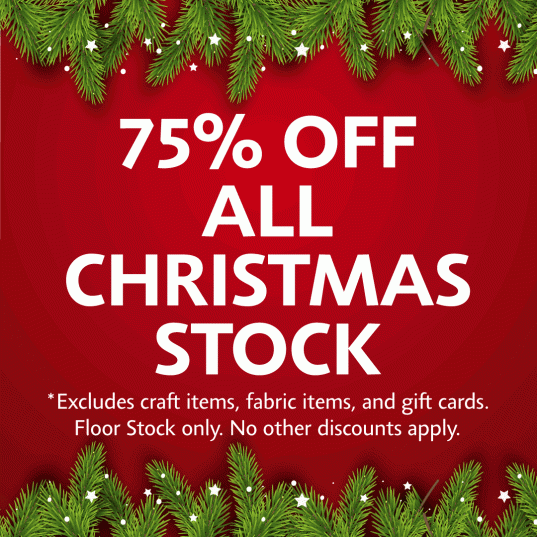 Lincraft 75% off all Christmas Stock