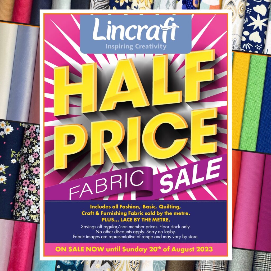 Lincraft HALF PRICE Fabric SALE « Eastgate Mall Shop Easy Christchurch