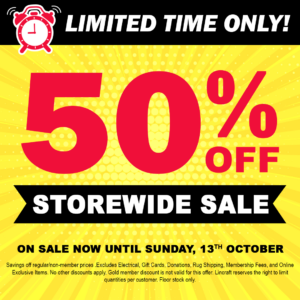 Lincraft 50% storewide sale